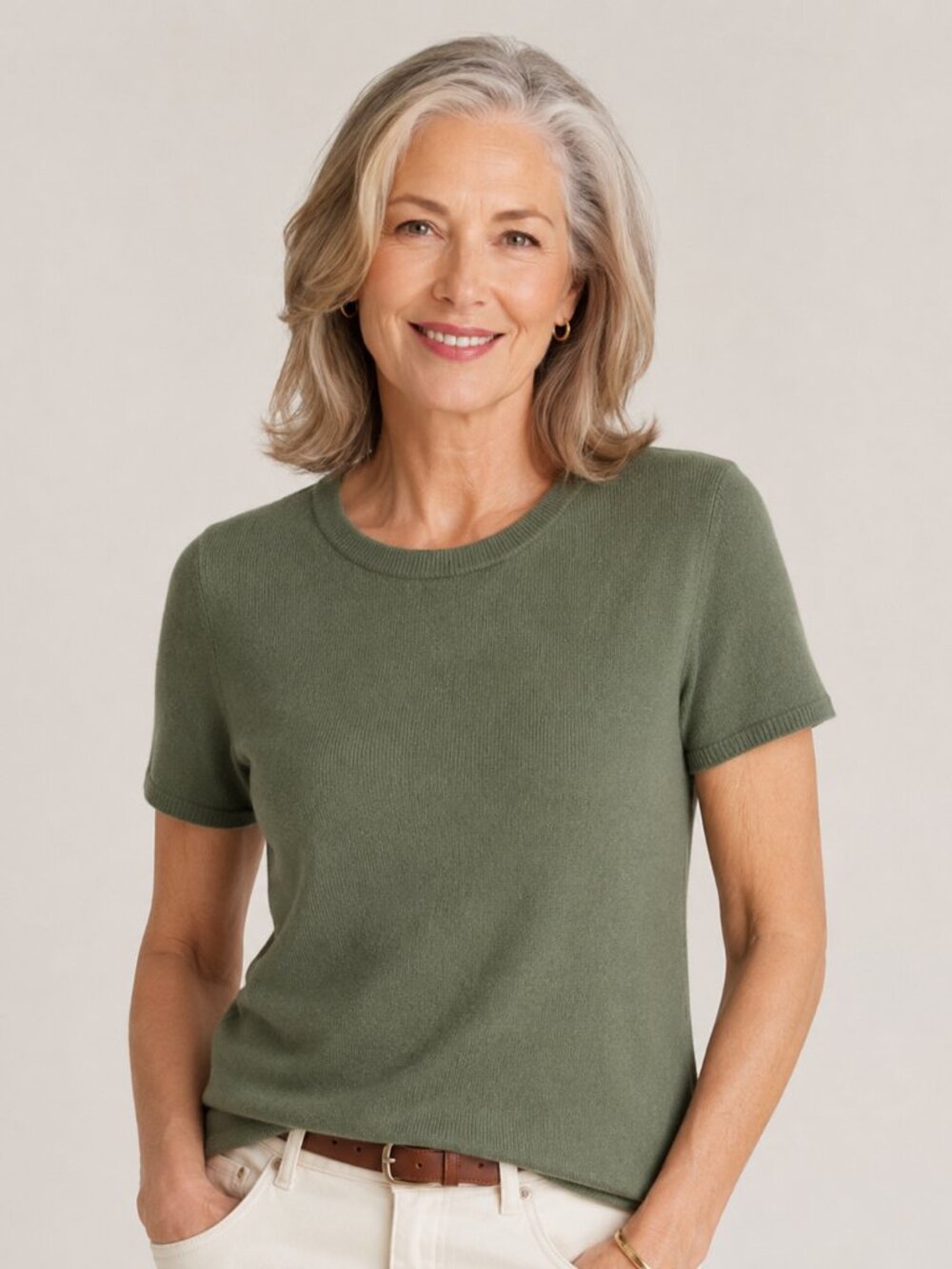 J.Crew Green 100% Cashmere Short Sleeve Crewneck Sweater Size XXS